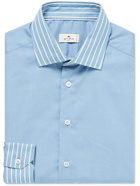 ETRO - Slim-Fit Striped Herringbone Cotton Shirt - Blue