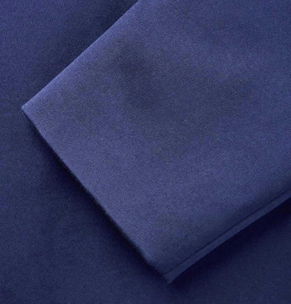 Maison Margiela - Navy Collarless Cotton-Sateen Blazer - Men