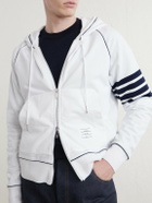 Thom Browne - 4-Bar Cotton-Jersey Zip-Up Hoodie - White