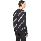 Balenciaga Navy and White Jacquard Logo Sweater