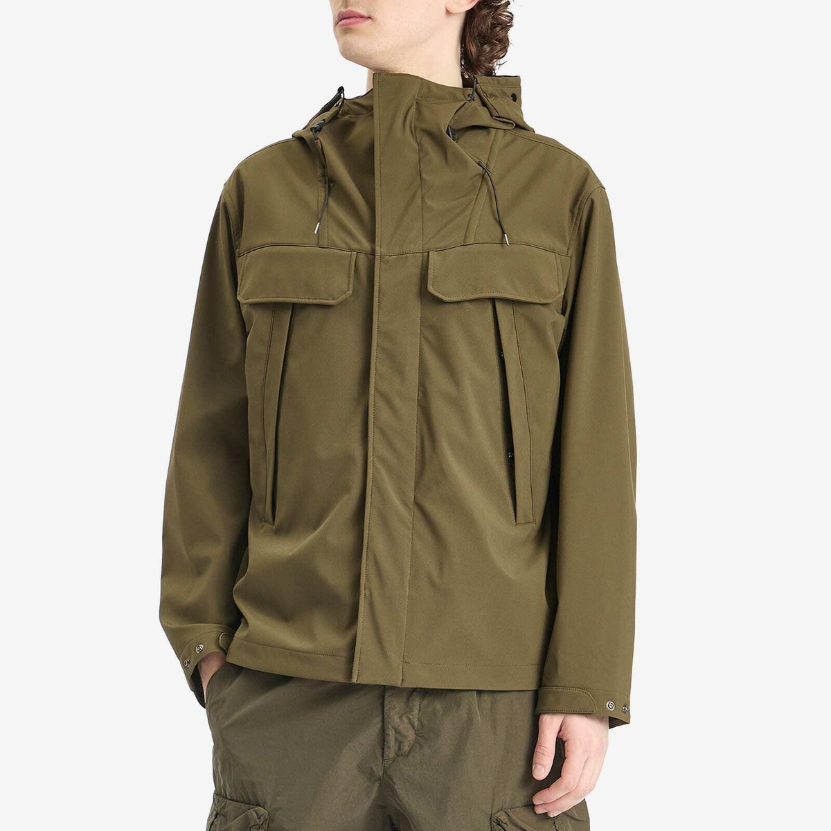 C.P. Company Men's C.P. Shell-R Goggle Double Pocket Jacket in Ivy