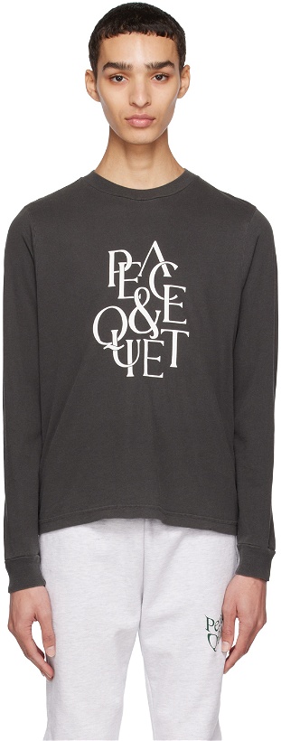Photo: Museum of Peace & Quiet Black Serif Long Sleeve T-Shirt