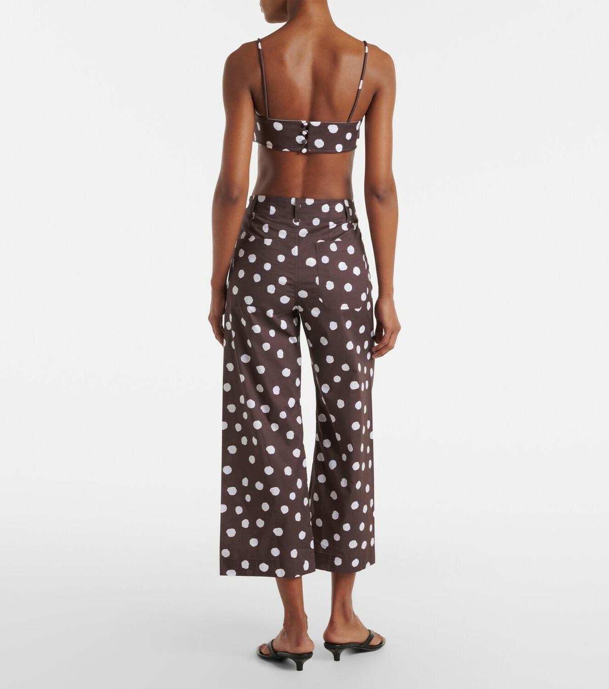 Adriana Degreas Polka-dot cotton-blend wide-leg pants