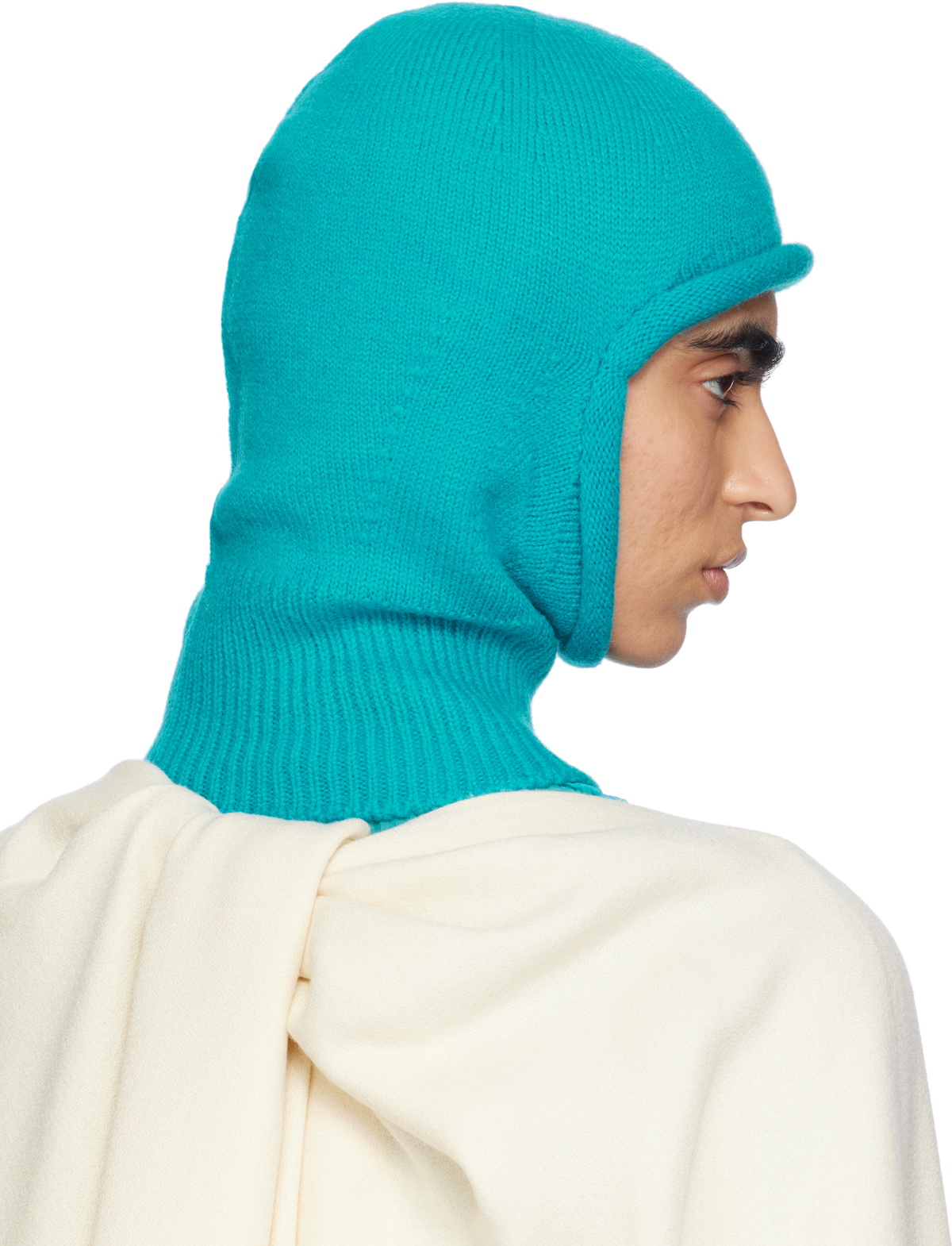 ISSEY MIYAKE Blue Chunky Wool Balaclava