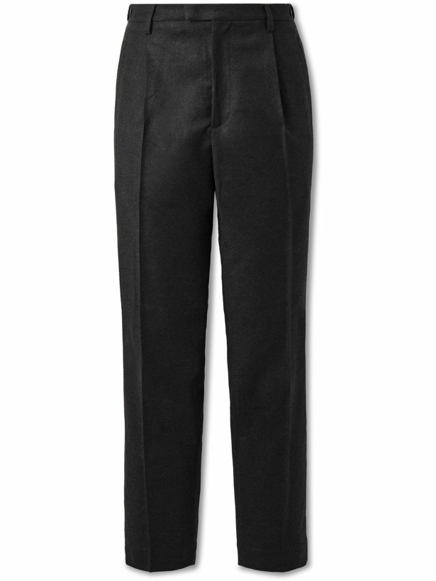 Photo: Barena - Slim-Fit Pleated Wool-Blend Flannel Suit Trousers - Black