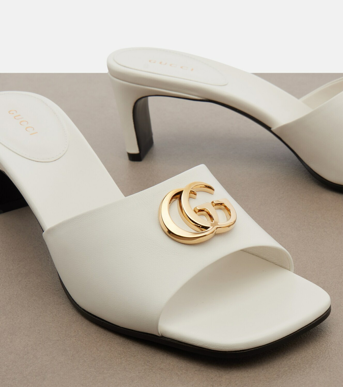 Gucci Double G leather mules