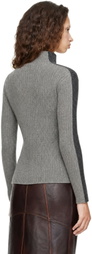 Helmut Lang Gray Wool Mock-Neck Sweater