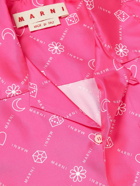 Marni - Camp-Collar Logo-Print Silk-Twill Shirt - Pink