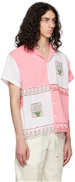 HARAGO White & Pink Paneled Shirt
