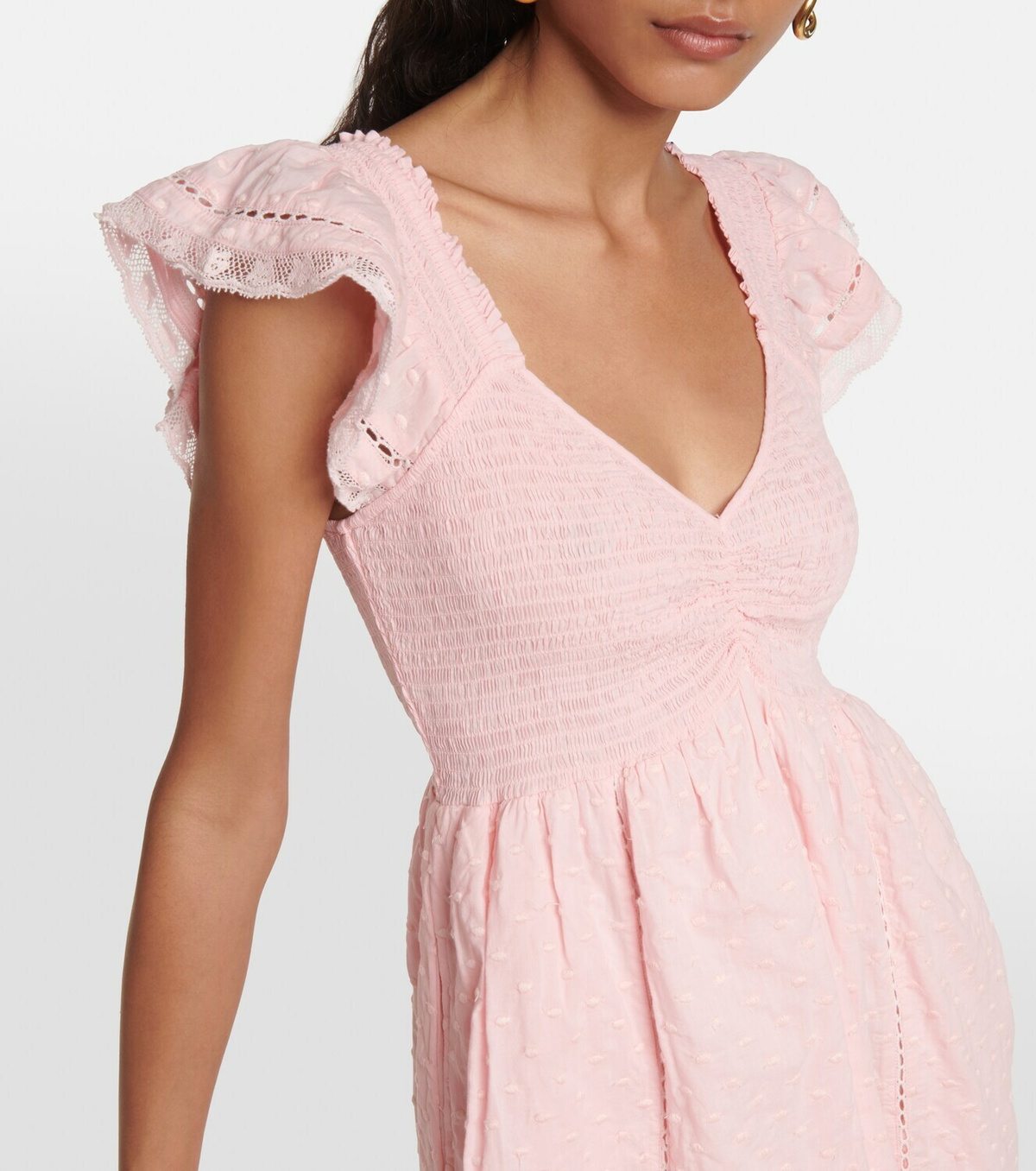 knee length dresses for ladies LoveShackFancy Federica Lace Mini Dress