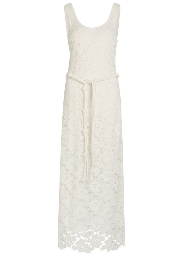 Photo: Simkhai Eloise Lace Belted Cotton-blend Maxi Dress Ivory