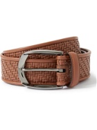 Ermenegildo Zegna - 3cm Woven Leather Belt - Brown