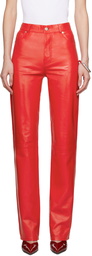 LU'U DAN Red Straight Leg Leather Pants