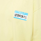 Vetements Men's My Name Is T-Shirt in Faded Yellow