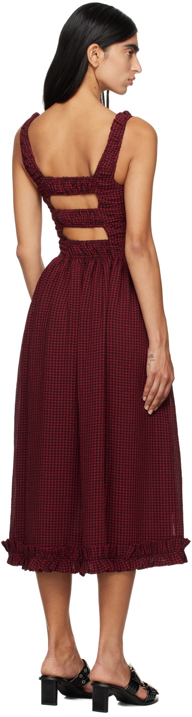 strapless open back dress Barbados Cherry Stripe Cotton Mini Bow Tie Dress