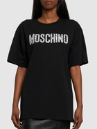 MOSCHINO - Jersey Strass Logo Regular T-shirt