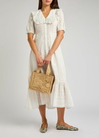 Rixo Edina Lace and Cotton Midi Dress White