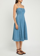 Paige Pippa Panelled Denim Midi Dress Blue