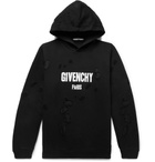 Givenchy - Oversized Distressed Logo-Print Cotton-Jersey Hoodie - Men - Black