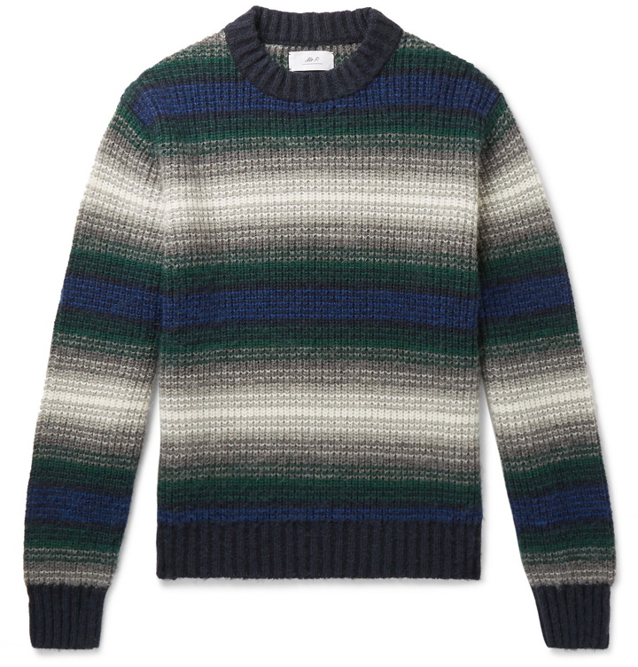 Photo: Mr P. - Striped Knitted Sweater - Green