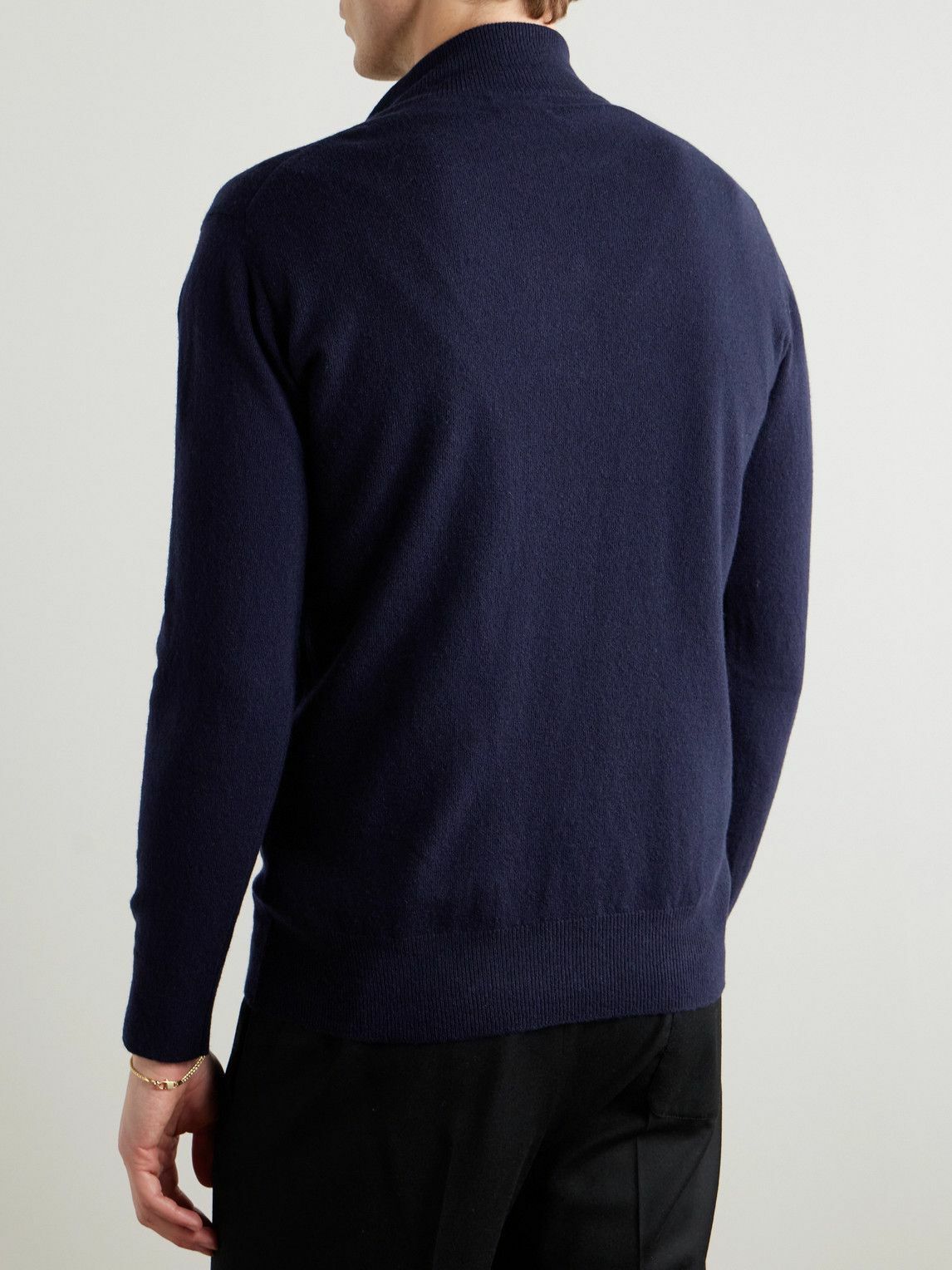 Kingsman - Merino Wool and Cashmere-Blend Half-Zip Sweater - Blue