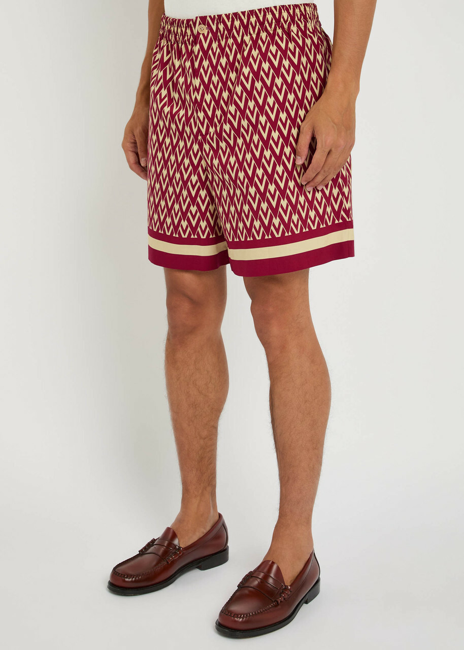 Valentino Garavani Logo-printed Cotton-poplin Shorts Multicoloured 1