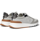 Brunello Cucinelli - Rubber and Mesh-Trimmed Suede and Leather Sneakers - Gray