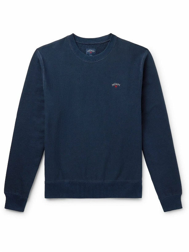 Photo: Noah - Core Logo-Embroidered Cotton-Jersey Sweatshirt - Blue