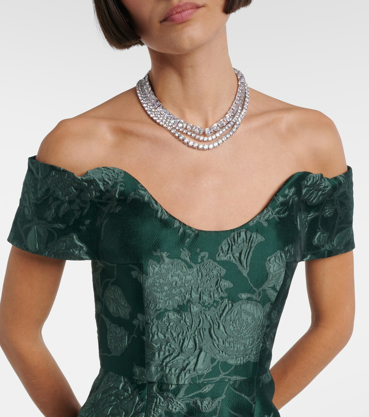 Emilia Wickstead Aislinn floral cloqué bustier gown