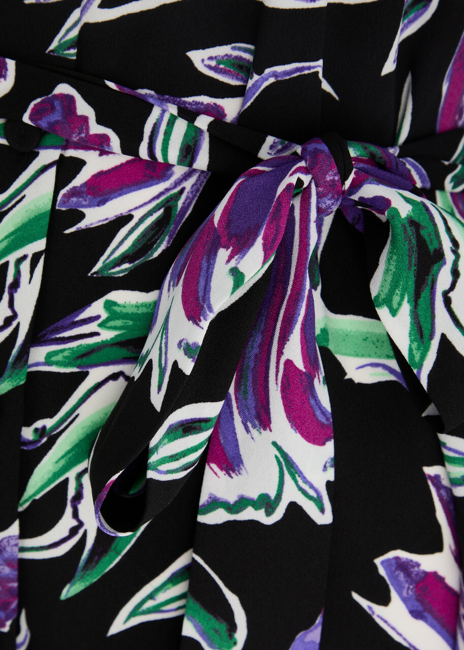 Diane Von Furstenberg Prita Printed Crepe Shirt Dress Black