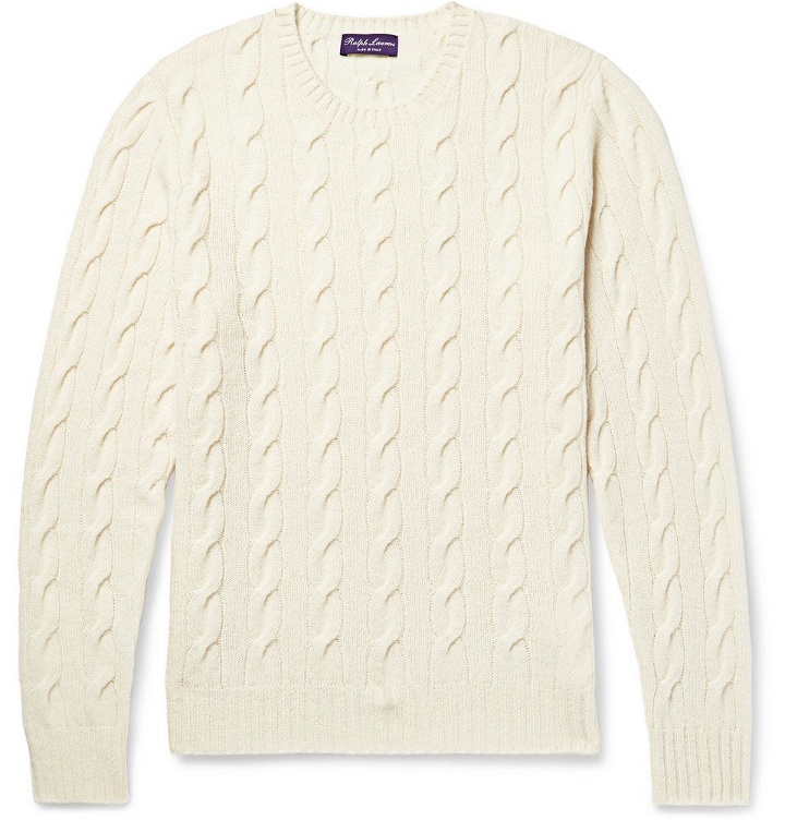Photo: Ralph Lauren Purple Label - Cable-Knit Cashmere Sweater - Cream
