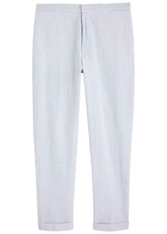 Photo: Officine Générale Joseph Pinstripe Seersucker Trousers White