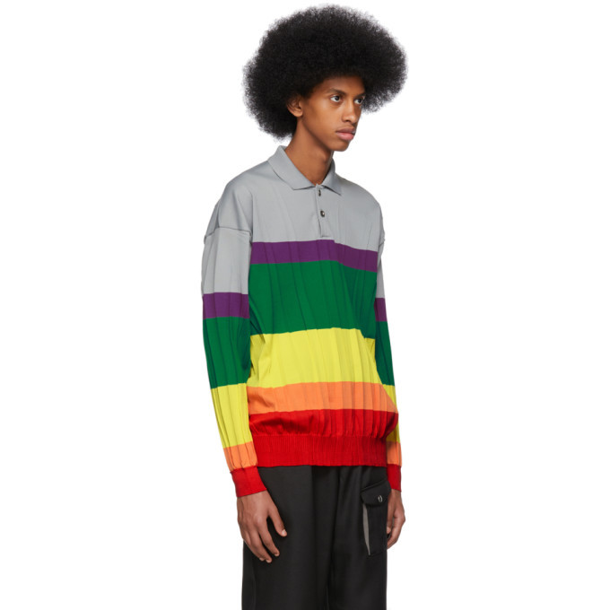 Issey Miyake Men Multicolor Wrinkle Knit Polo Issey Miyake Men