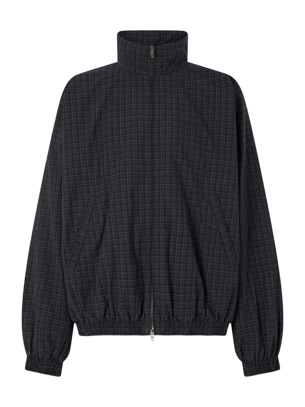 Photo: Balenciaga - Logo-Embroidered Checked Cotton Jacket - Blue
