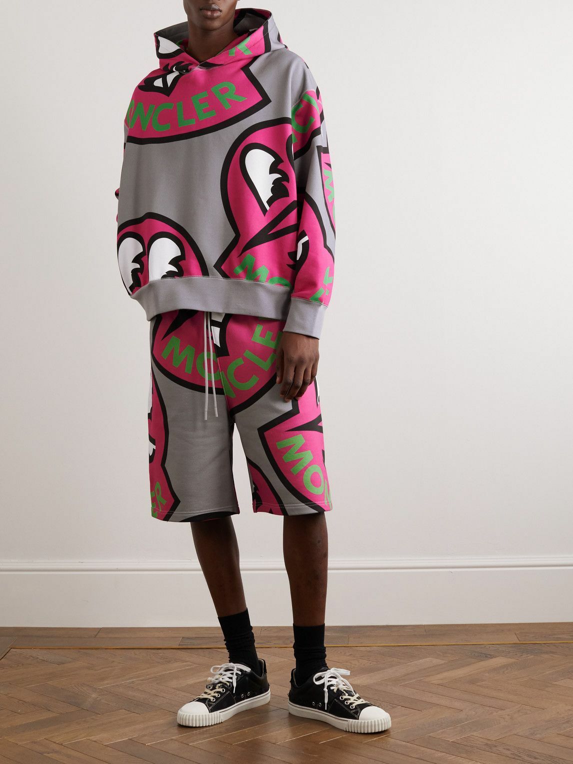 Moncler - Logo-Print Cotton-Jersey Hoodie - Gray Moncler