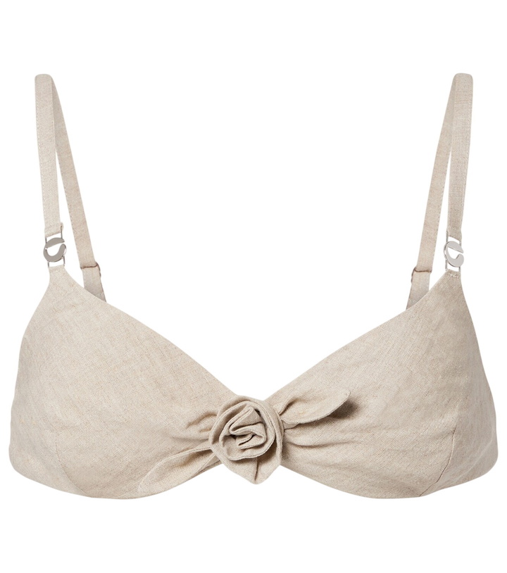 Photo: Coperni Floral-appliqué linen bra top