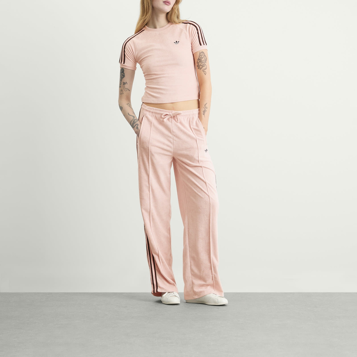 Adidas Women's Terry Towel T-Shirt in Sandy Pink
