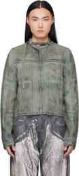Diesel Gray Cotton-Hemp Satin Denim Jacket