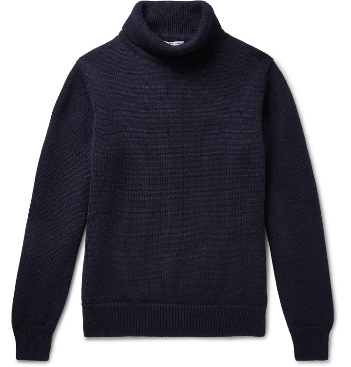 Photo: Connolly - Goodwood Merino Wool Rollneck Sweater - Blue