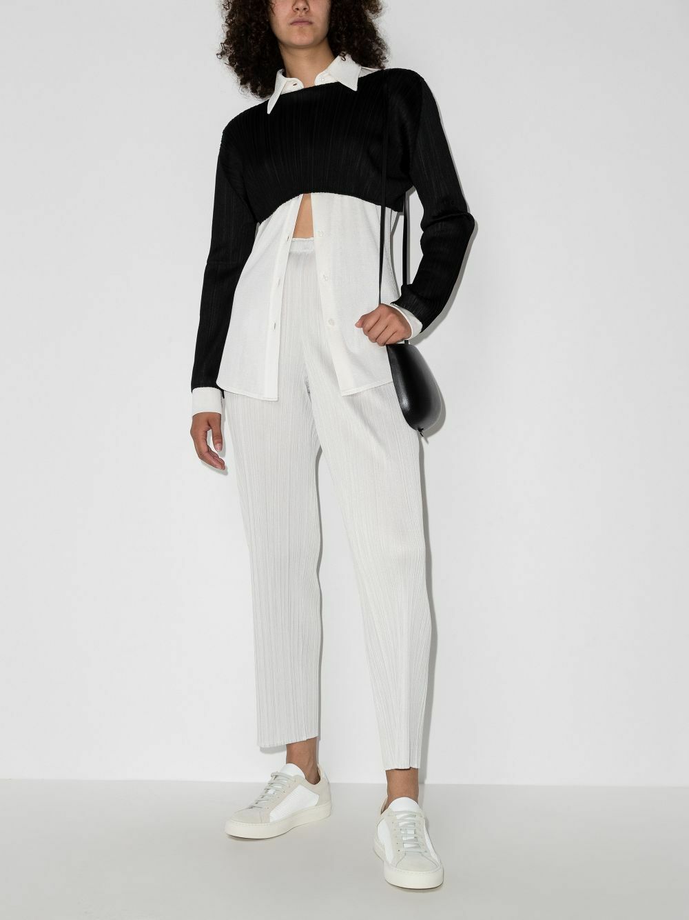 Pleats Please Issey Miyake Plissé Tapered-Leg Cropped Trousers