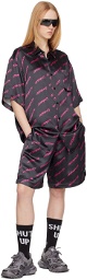 VETEMENTS Black Monogram Pyjama Shorts