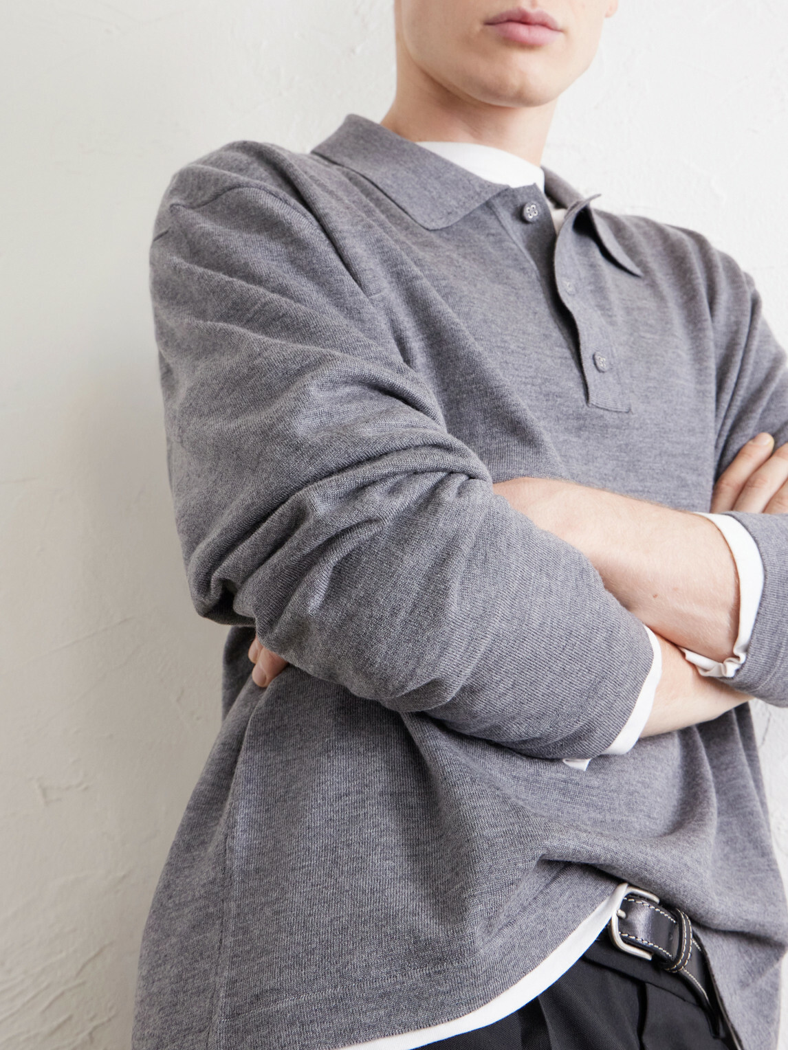 Officine Générale - Bay Merino Wool Polo Shirt - Gray