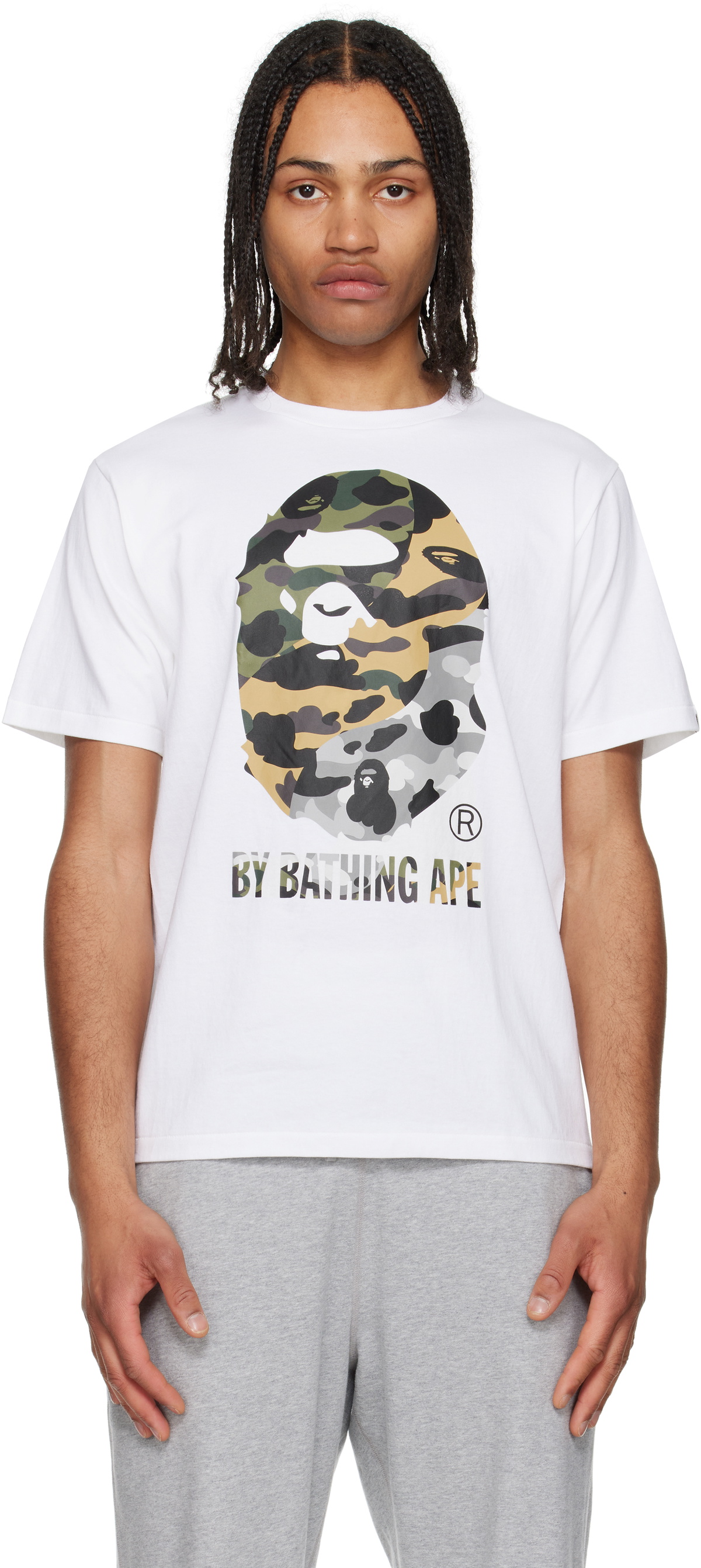 トップス 1ST CAMO CRAZY BY BATHING APE TEE BAPE White 1st Camo Crazy 'By Bathing Ape' T-shirt A Bathing Ape