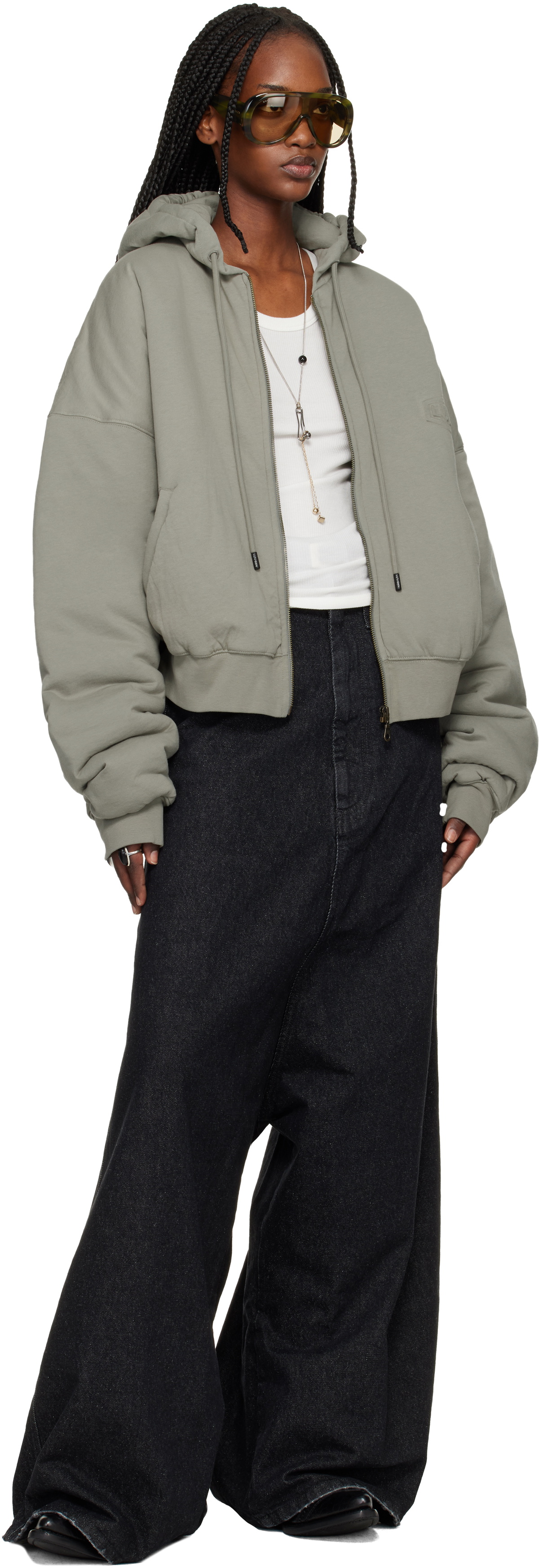 LU'U DAN Gray Wadded Hoodie