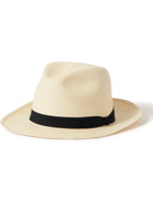 ANDERSON & SHEPPARD - Grosgrain-Trimmed Straw Panama Hat - Neutrals