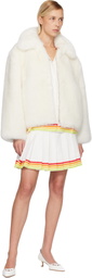 Casablanca White Zip Faux-Fur Jacket