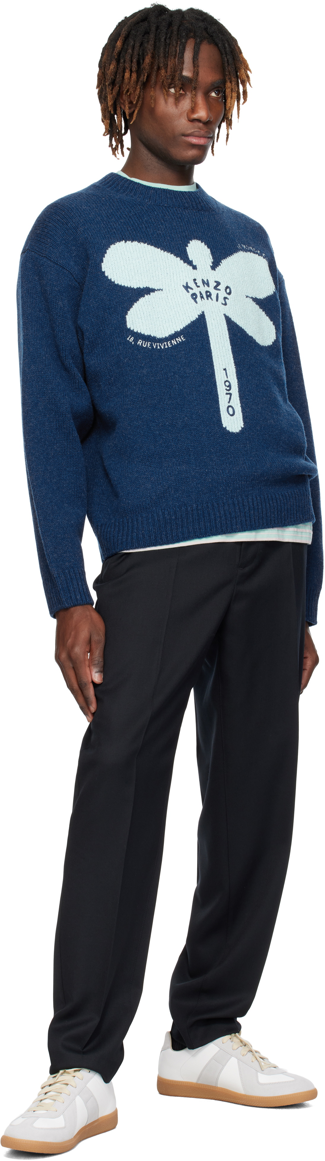 BLUEMARBLE　ニット　KENZO namacheko Kenzo Blue Kenzo Paris 'KENZO Dragonfly' Embroidered Wool Sweater