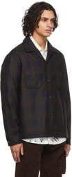 Our Legacy Navy & Brown Check Heusen Shirt