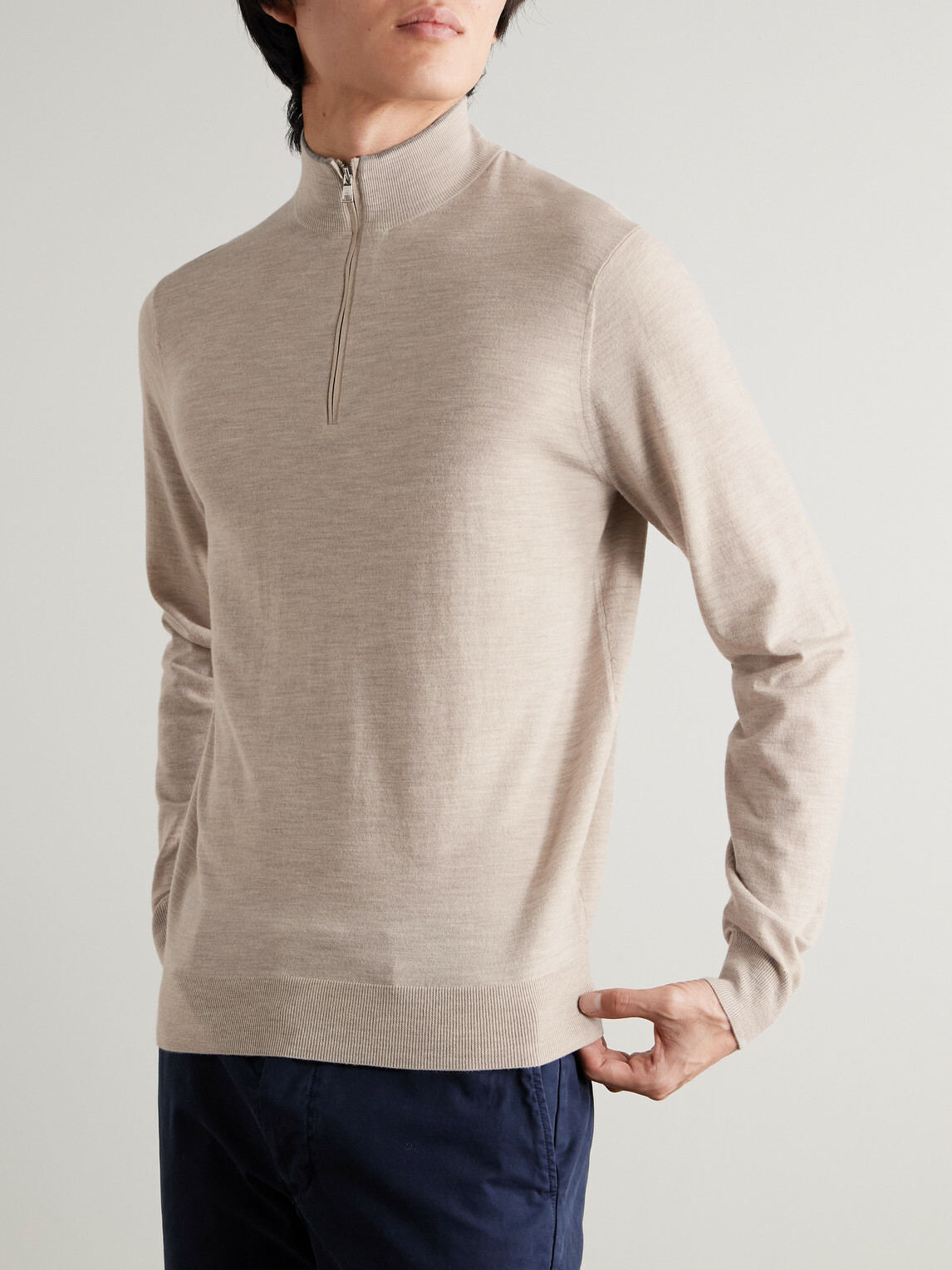 Peter Millar - Excursionist Flex Merino Wool-Blend Half-Zip Sweater - Neutrals