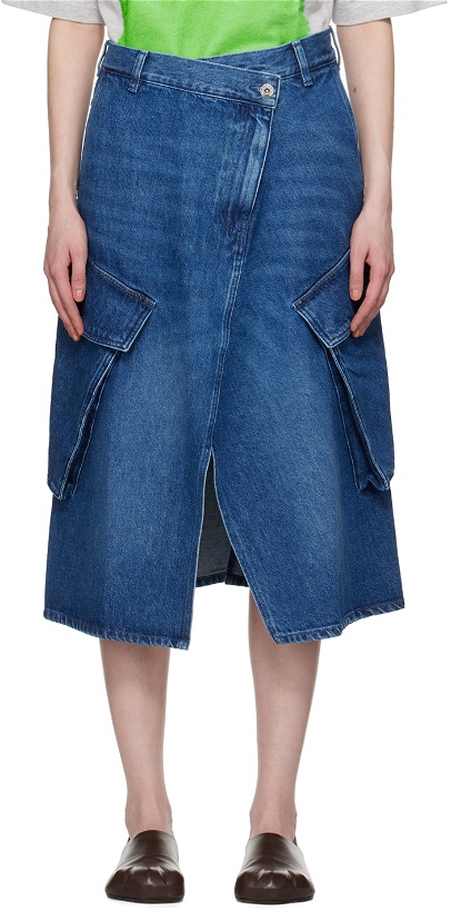 Photo: JW Anderson Blue Cargo Pocket Denim Midi Skirt
